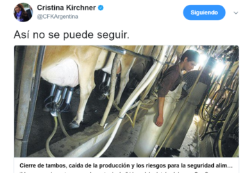 La crisis de la lechería en los diez tuits de Cristina