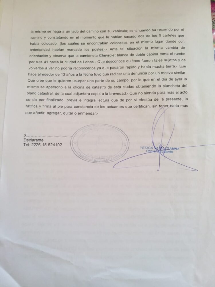 Intentaron usurpar un campo con participación de algunos policías: “Lo que se está viviendo es una locura”, dijo la productora Lorena del Río