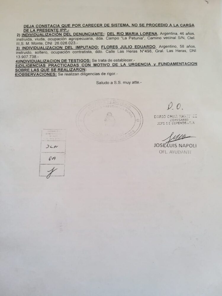 Intentaron usurpar un campo con participación de algunos policías: “Lo que se está viviendo es una locura”, dijo la productora Lorena del Río