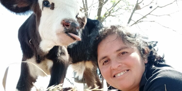 Ejemplo de superación, Lidia Sánchez trabaja en el tambo mientras estudia una tecnicatura: “Campo, vacas, terneros y mis hijos. Este es mi mundo”